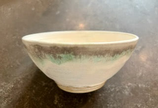 Pair of Bowls in Cream glaze with Green & Gray