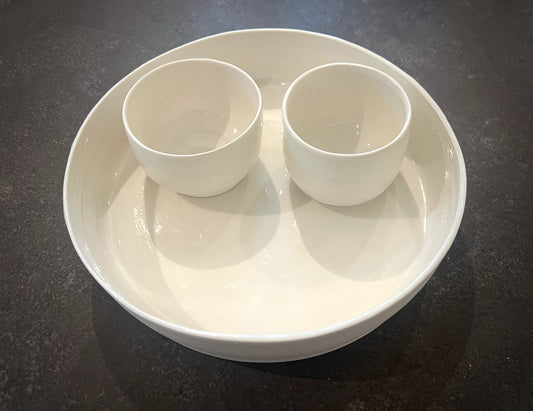 Modern Porcelain Serving DIsh with 2 Small Accessory Dishes